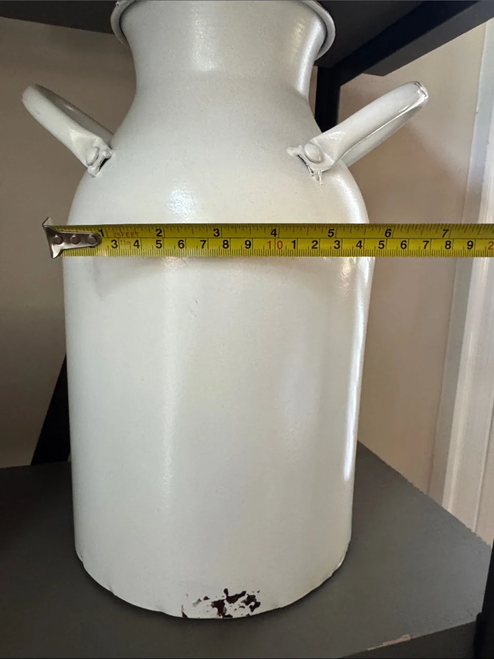 Cream Vintage-Style Metal Milk Can Vase